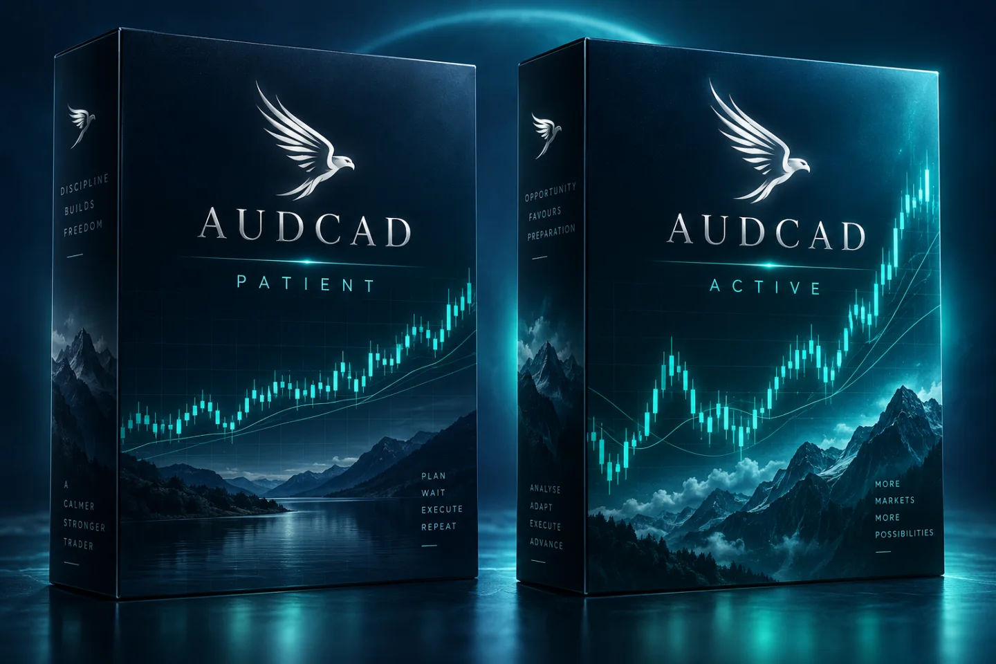Kestrel EA brand artwork for the AUDCAD Patient and Active variants
