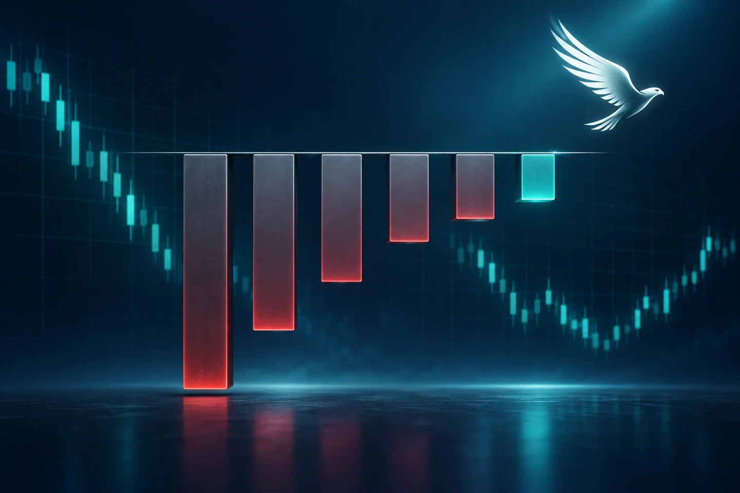 Several drawdown bars compared on a dark scale, one clearly shallower